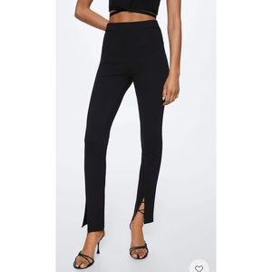 Mango Slit Hem Leggings, Black, Size Medium, NWT